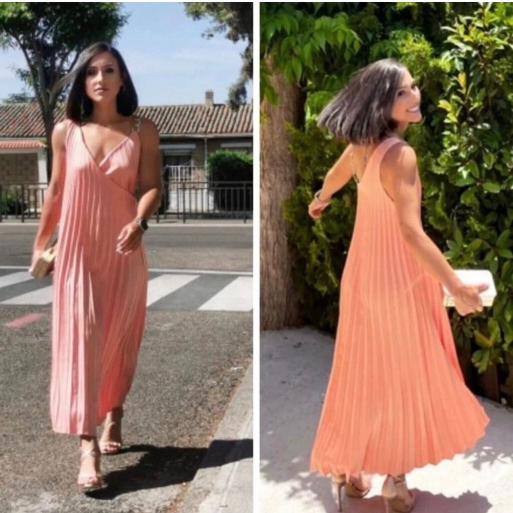 BNWT ZARA CHAIN STRAP PLEATED DRESS SZ SM